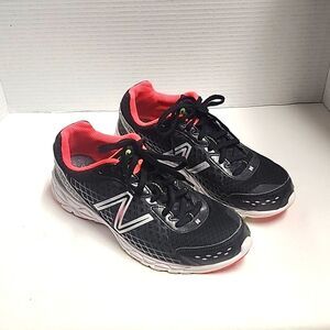 New Balance 590 V3 running tennis black, green and pink/orange sz 7.5